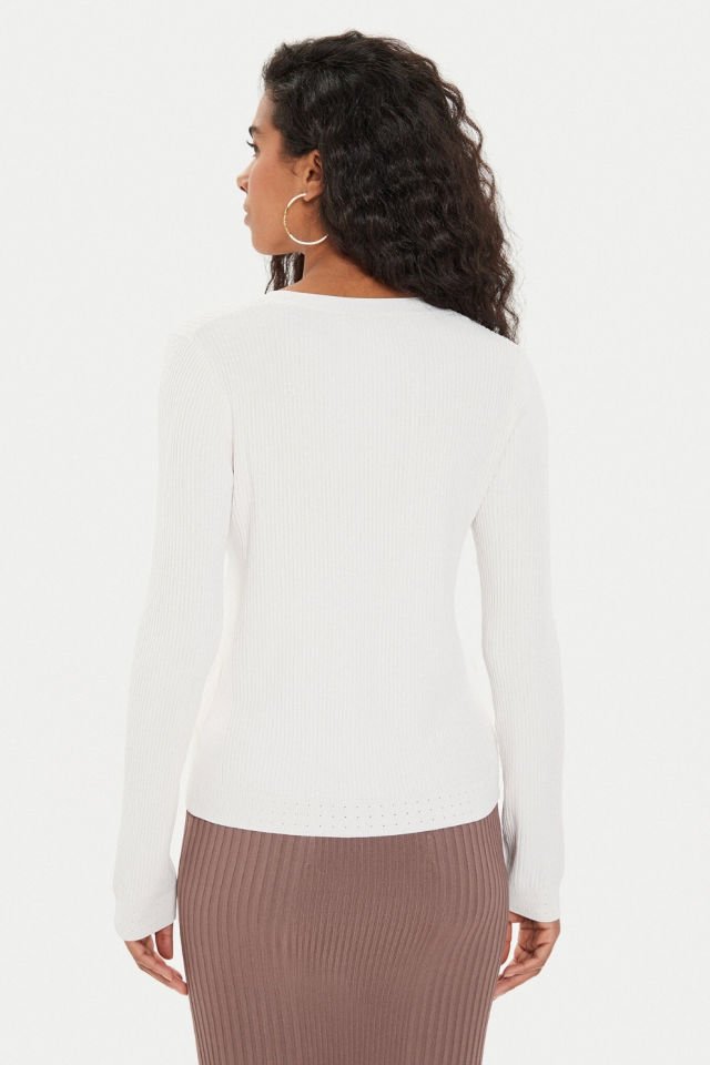 Guess Uzun kollu V Yakalı Hırka Beyaz