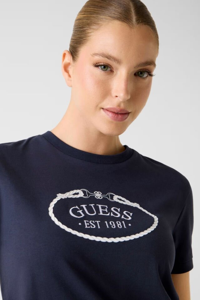 Guess  Ön Logolu Tişört Lacivert