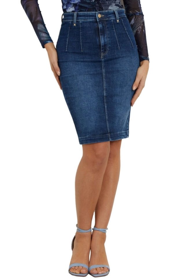 Guess Brıtt Denim Kadın Etek Mavi