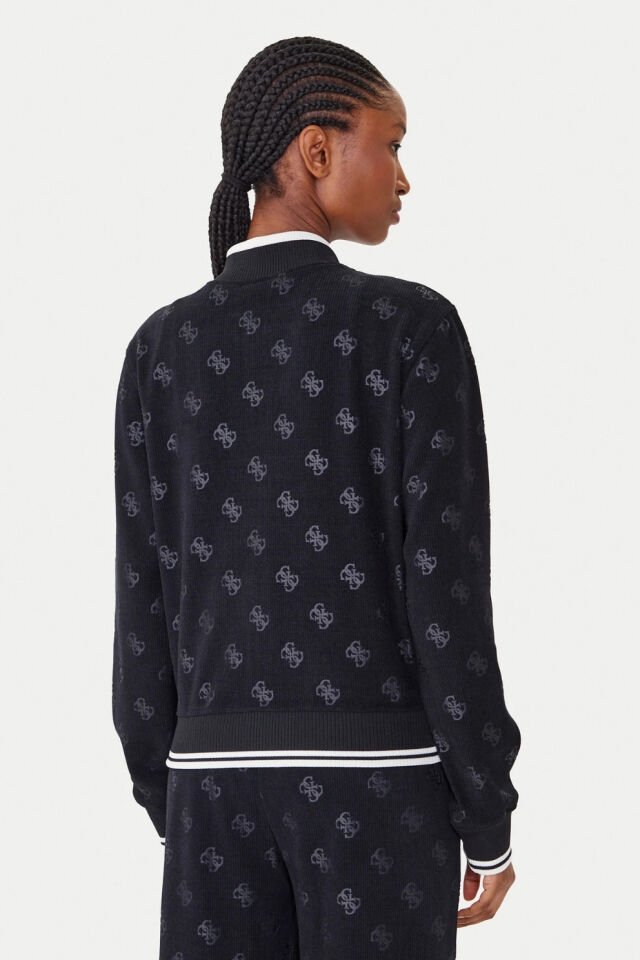 Guess 4G Tam Fermuarlı Sweatshirt Siyah