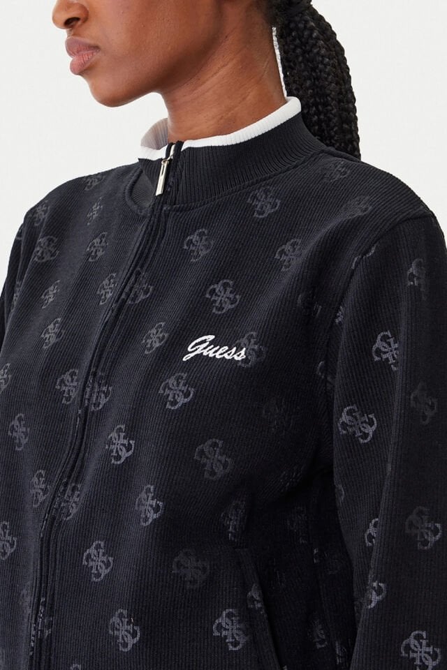 Guess 4G Tam Fermuarlı Sweatshirt Siyah