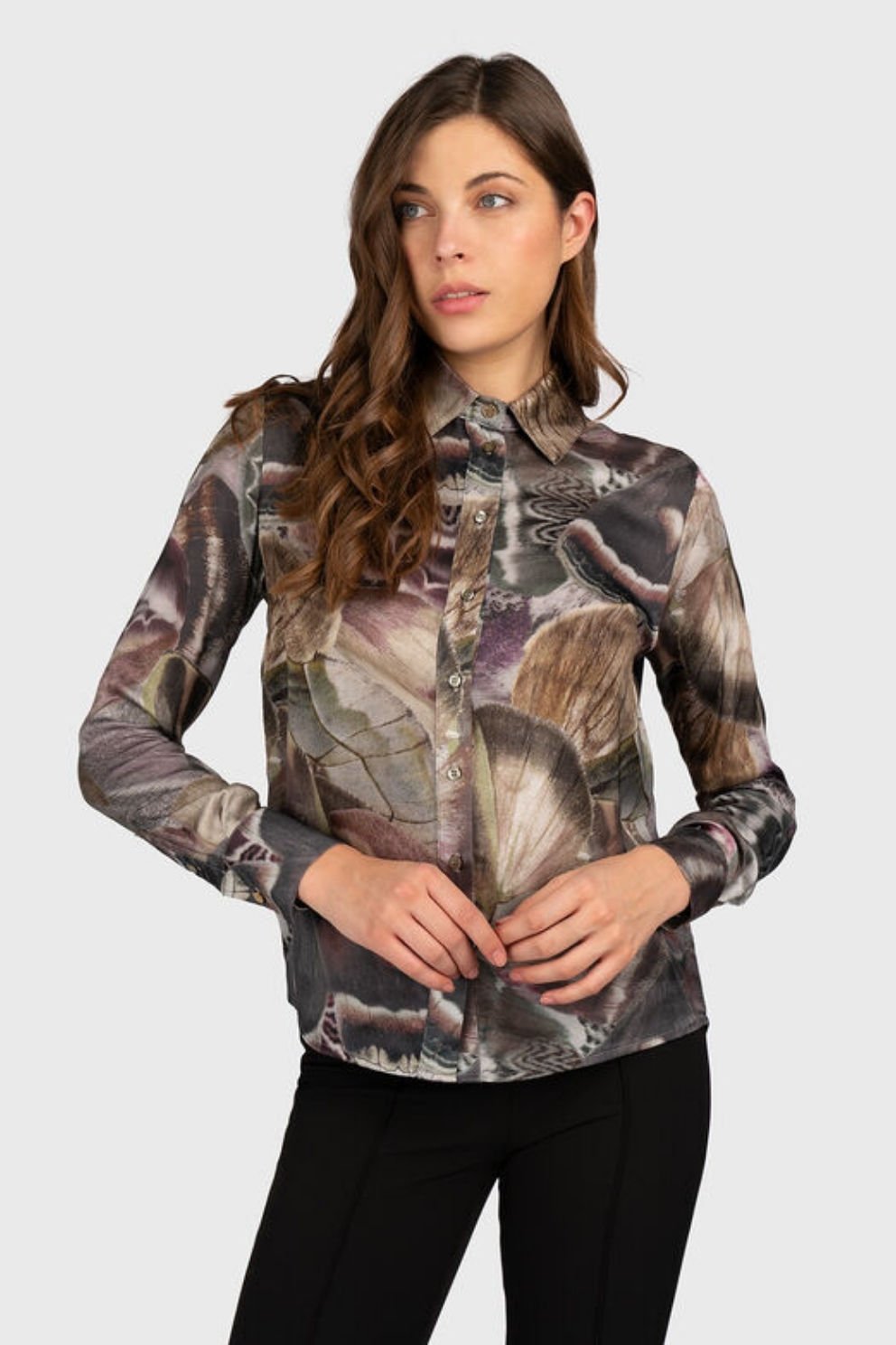 Guess Slim Fit Gömlek Yaka Çok Renkli Kadın Gömlek