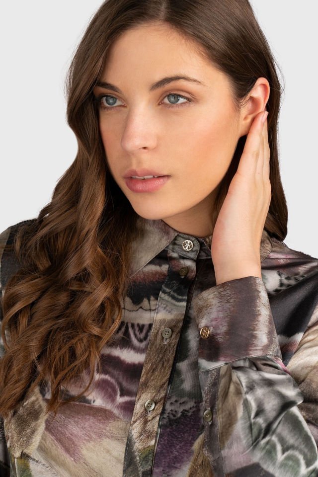 Guess Slim Fit Gömlek Yaka Çok Renkli Kadın Gömlek