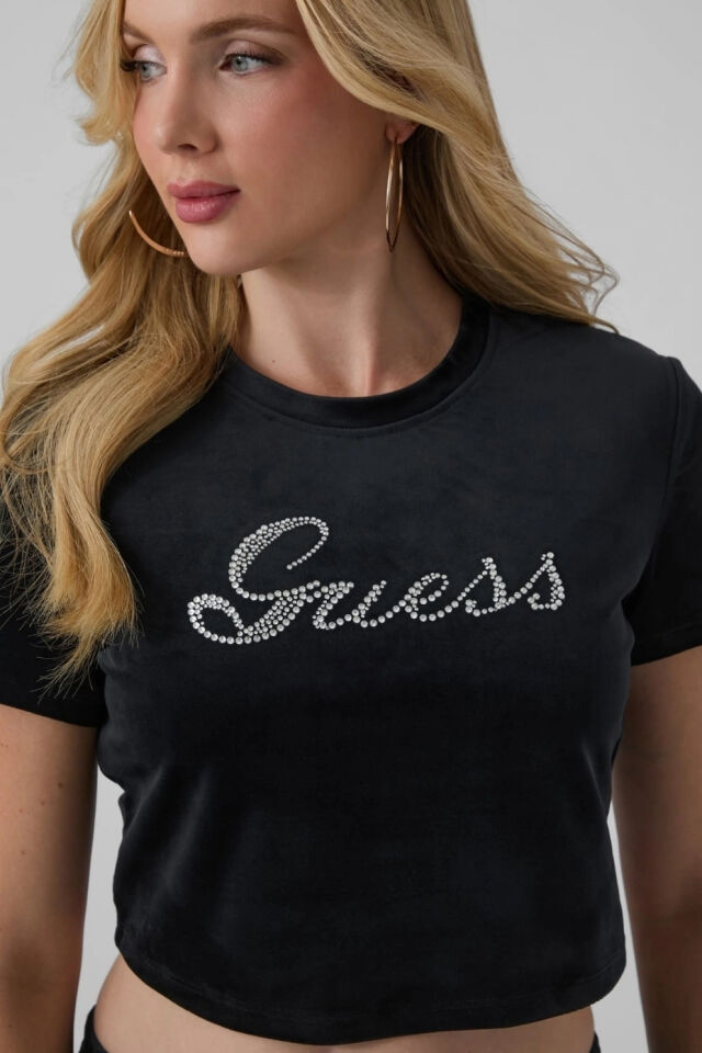 Guess Amalia Kadın Aktif Slim Fit T-Shirt Siyah