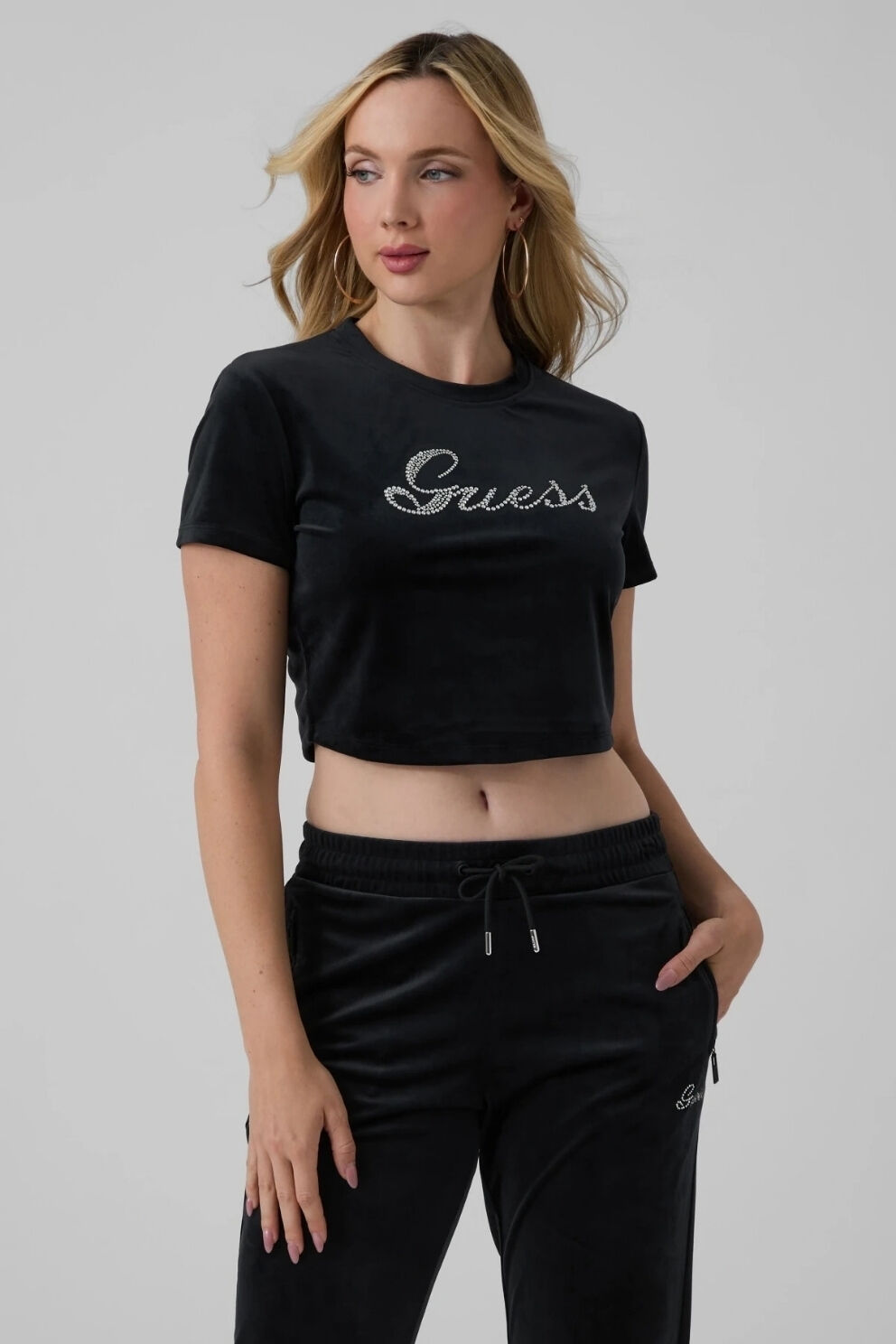 Guess Amalia Kadın Aktif Slim Fit T-Shirt Siyah
