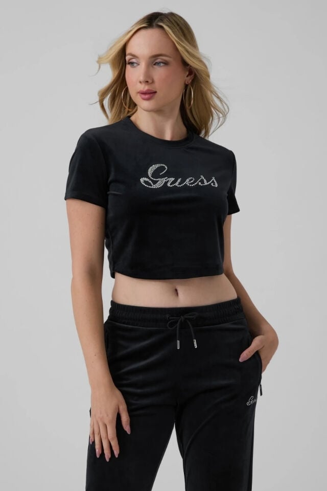 Guess Amalia Kadın Aktif Slim Fit T-Shirt Siyah