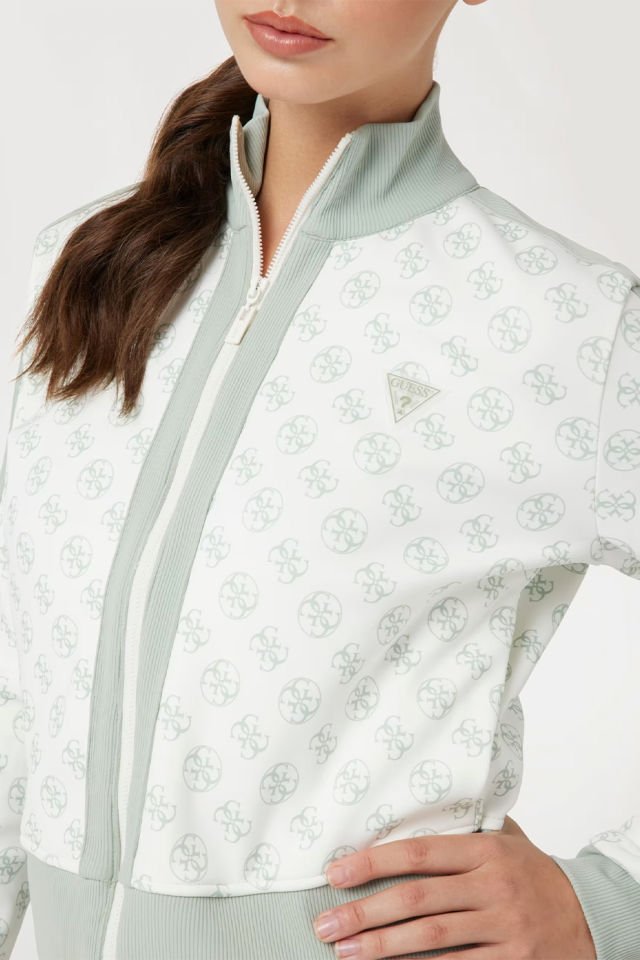 Guess Tamamı 4g Logolu Sweatshirt Açık Yeşil