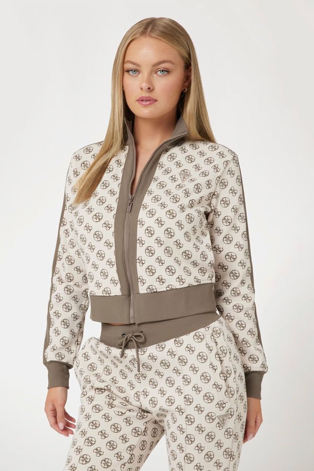 Guess Tamamı 4g Logolu Sweatshirt Kahverengi Çok Renkli