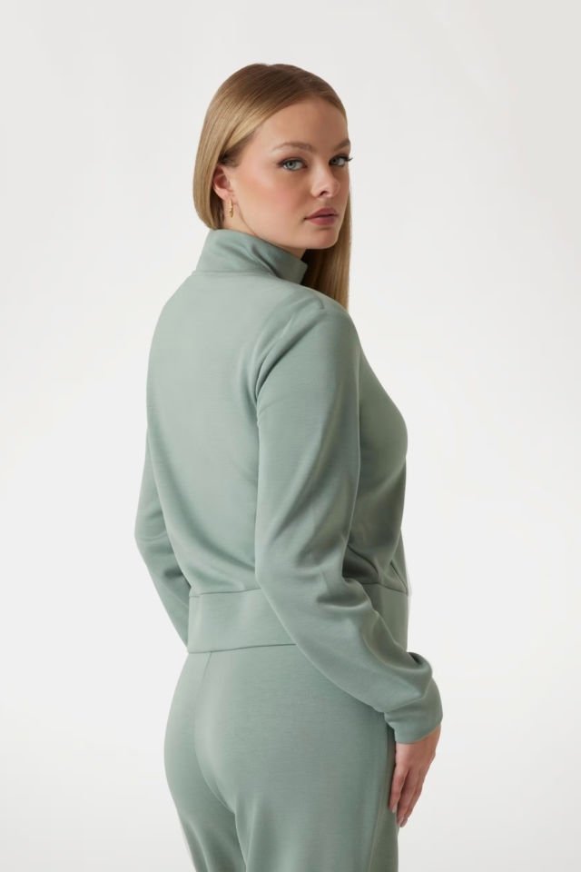 Guess Scuba Gelsey Kadın Tam Fermuarlı Sweatshirt Yeşil