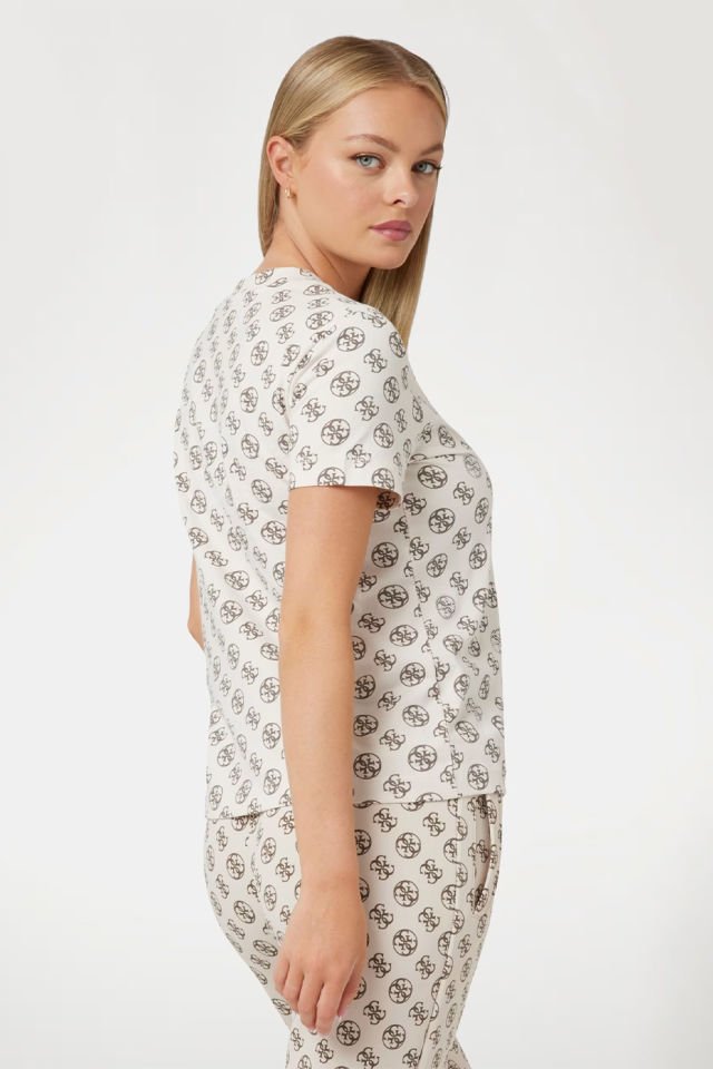 Guess Tamamı 4g Logolu T-shirt Açık Kahverengi