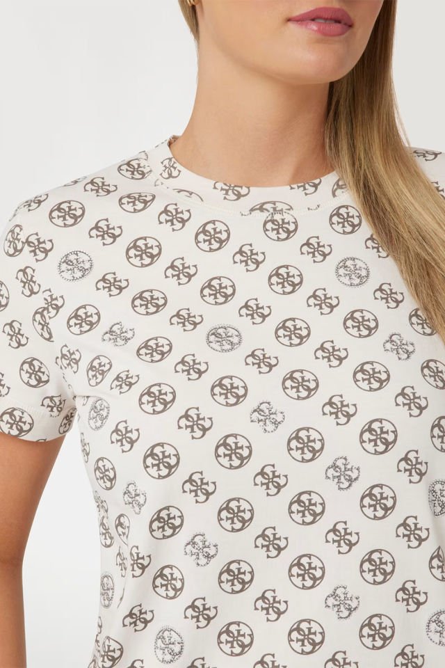 Guess Tamamı 4g Logolu T-shirt Açık Kahverengi