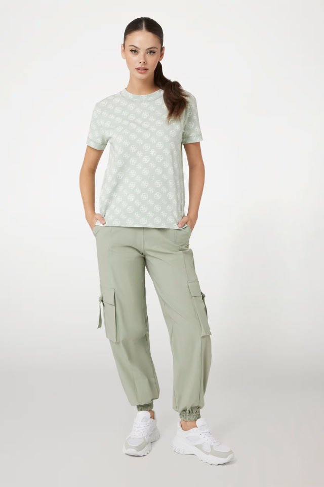 Guess Tamamı 4g Logolu T-shirt Açık Yeşil