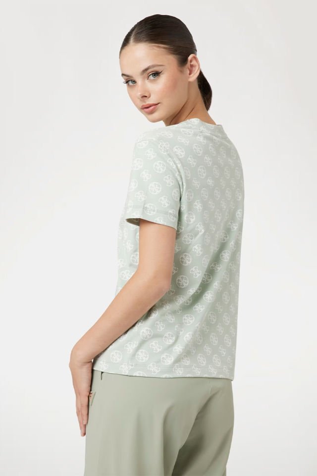 Guess Tamamı 4g Logolu T-shirt Açık Yeşil