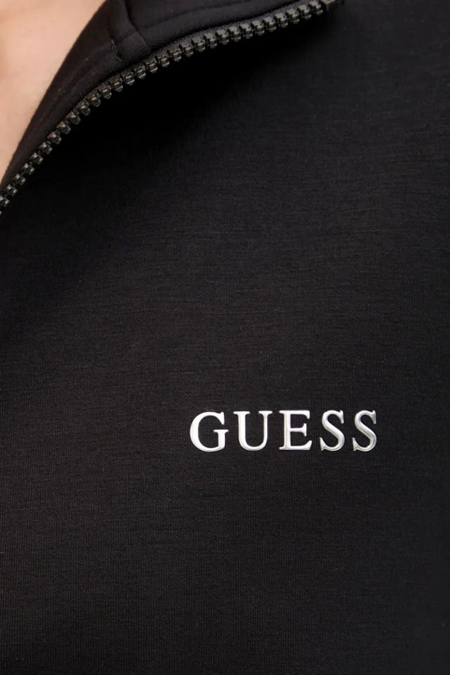 Guess Scuba Gelsey Kadın Tam Fermuarlı Sweatshirt Siyah
