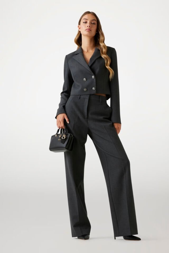 Guess Esnek Flanel Pantolon Koyu Gri