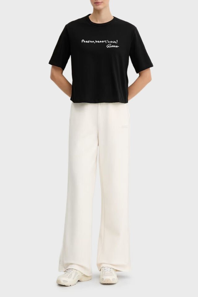 Gues Yazılı Pamuklu Regular Fit Bisiklet Yaka