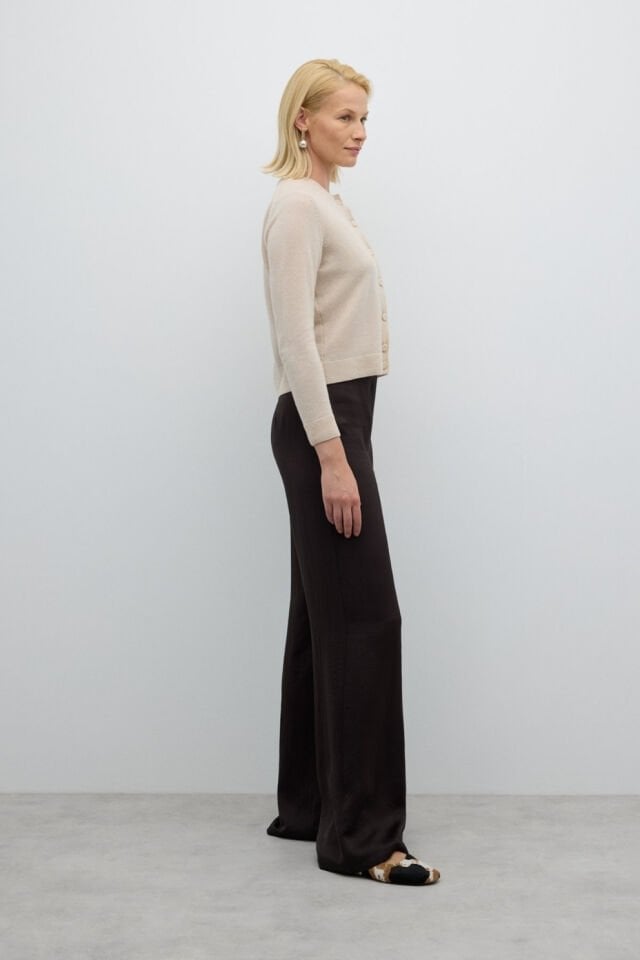 Roman Geniş Paça Pantolon Acı Kahve