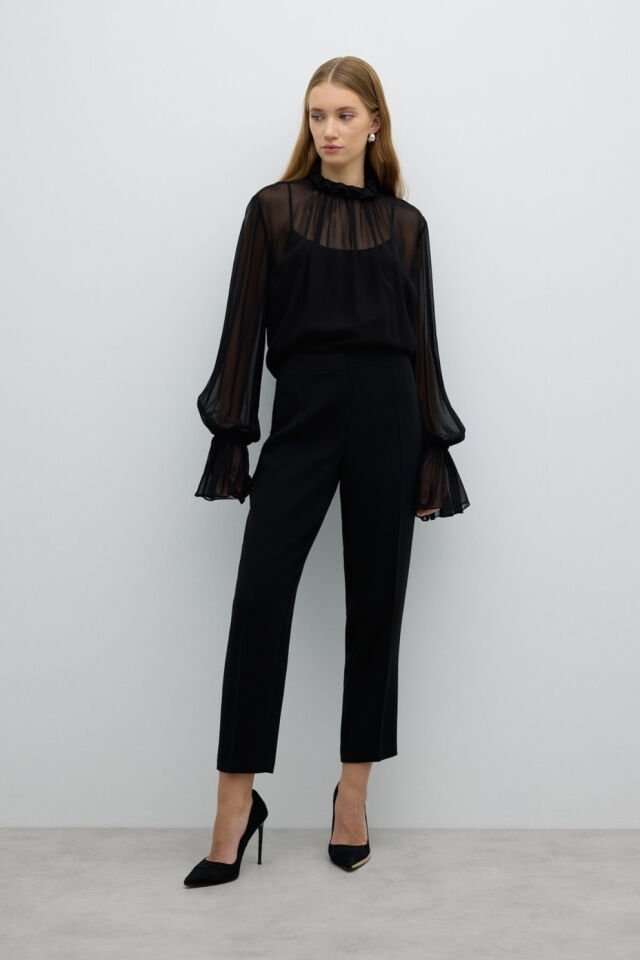 Roman Düz Paça Pantolon Siyah