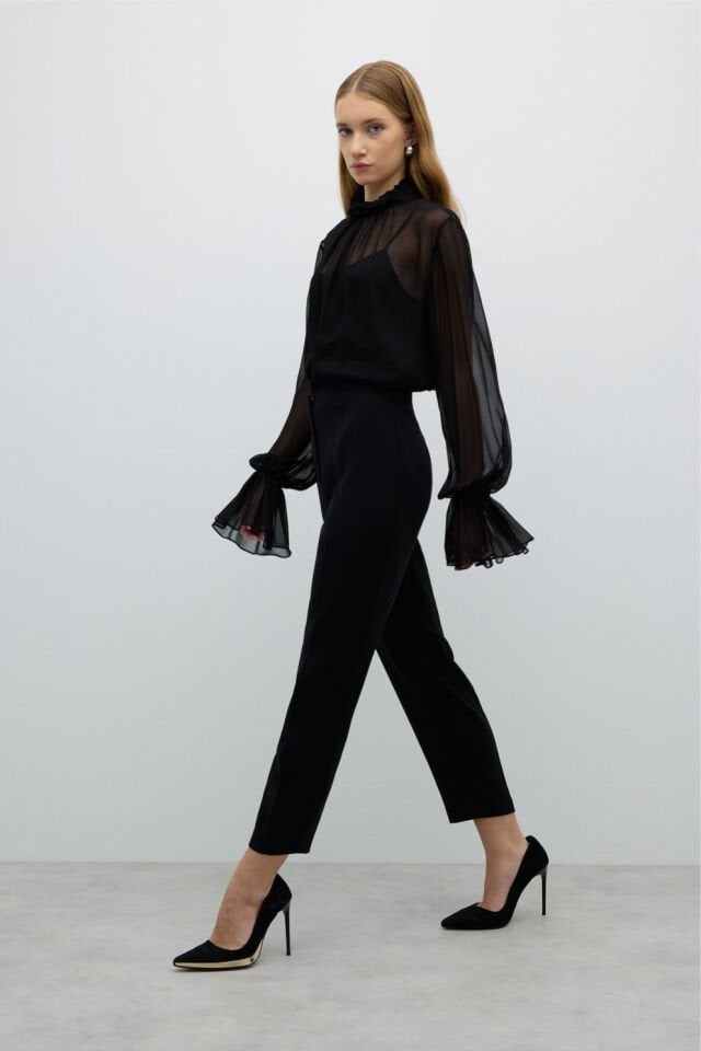 Roman Düz Paça Pantolon Siyah