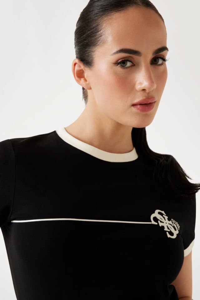 Guess Slim Fit Logolu T-shirt Siyah