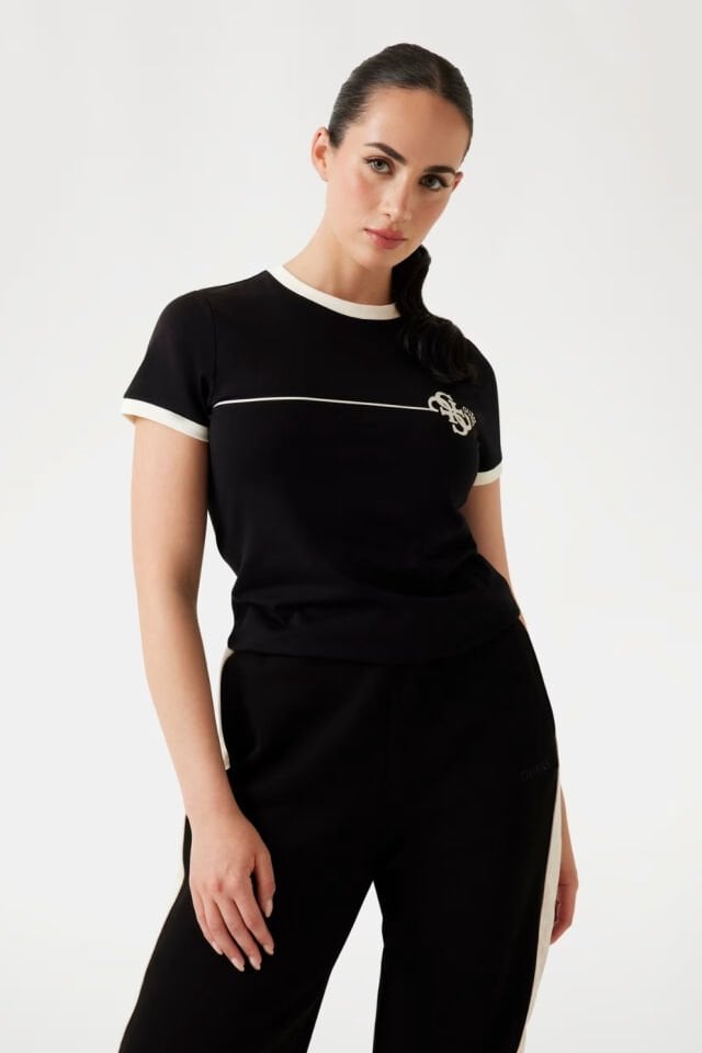 Guess Slim Fit Logolu T-shirt Siyah