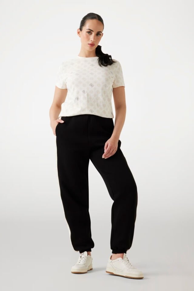 Guess Tamamı Logolu T-shirt Beyaz