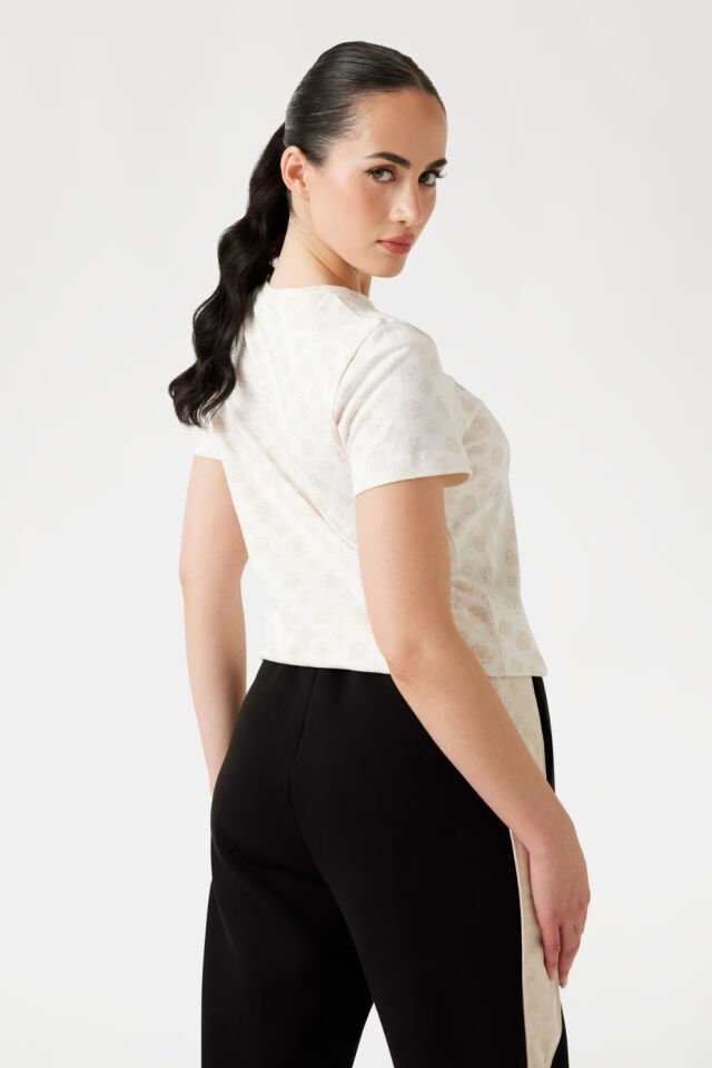 Guess Tamamı Logolu T-shirt Beyaz