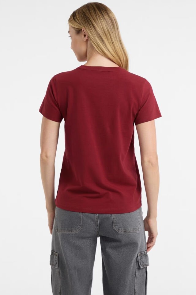 Guess Logo Nakış İşlemeli T-shirt Kırmızı