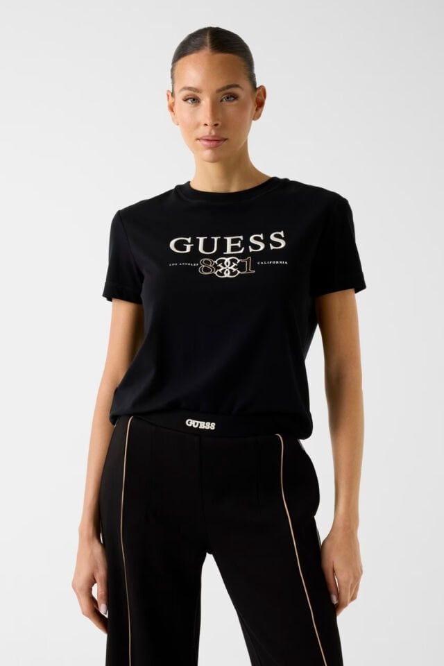 Guess Nakışlı Logolu Tişört Siyah