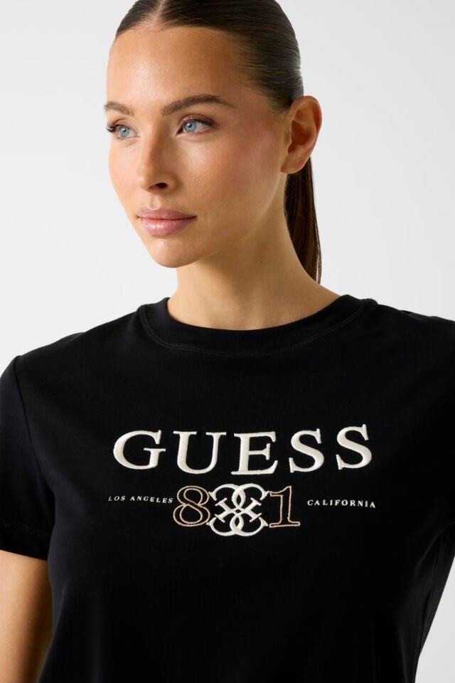 Guess Nakışlı Logolu Tişört Siyah