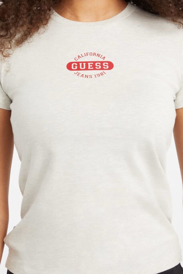 Guess Logo Desenli T-shirt Gri