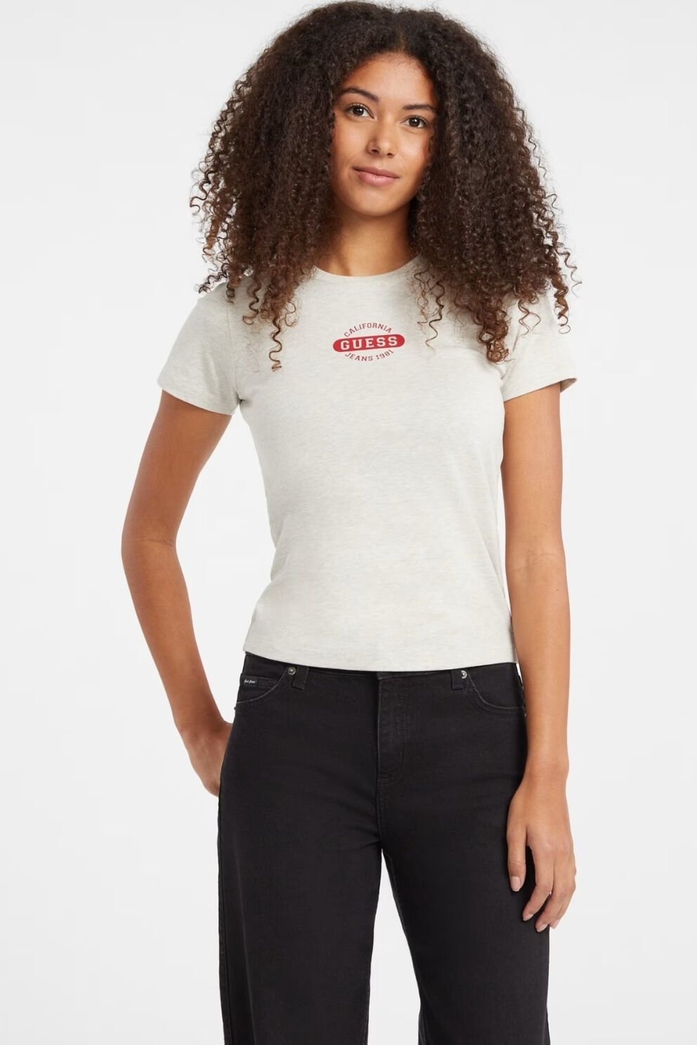 Guess Logo Desenli T-shirt Gri
