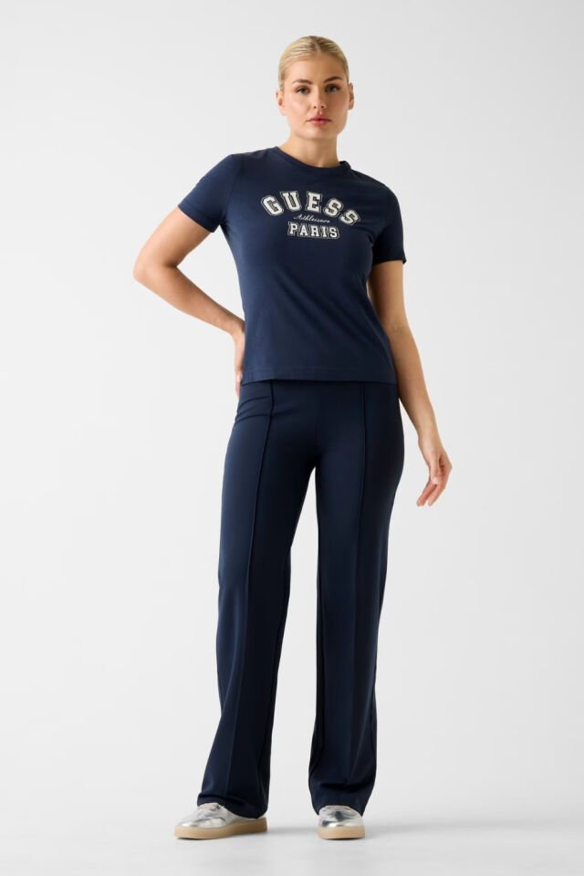 Guess Rhinestones Logolu Tişört Mavi
