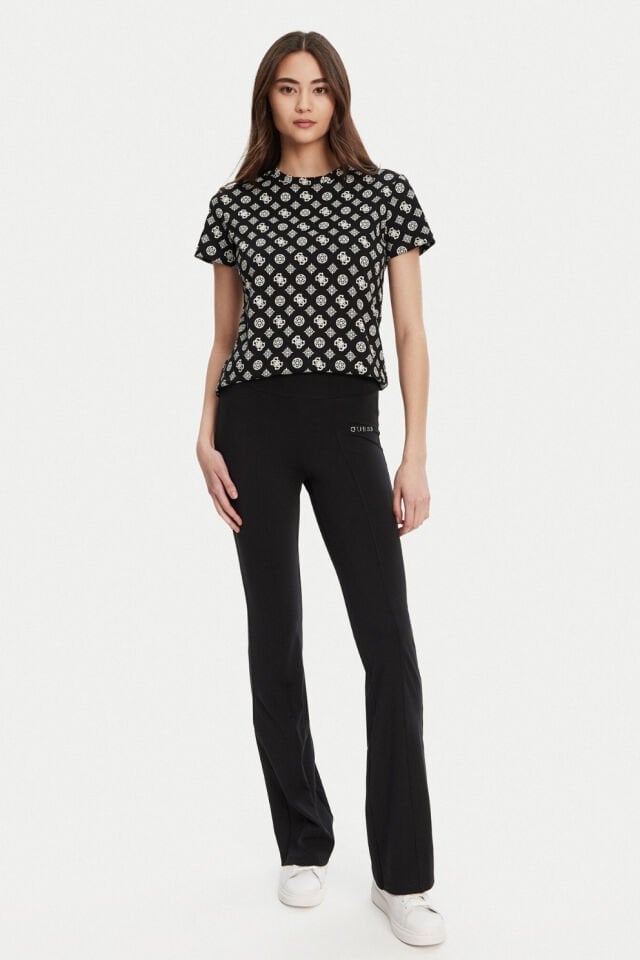 Guess Tamamı Logolu T-shirt Siyah