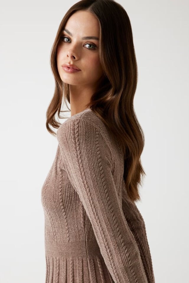 Guess Mini Kazak Elbise Kahverengi