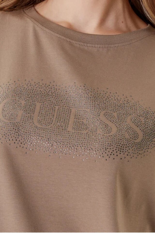 Guess Tişört Normal Kesim Kahverengi