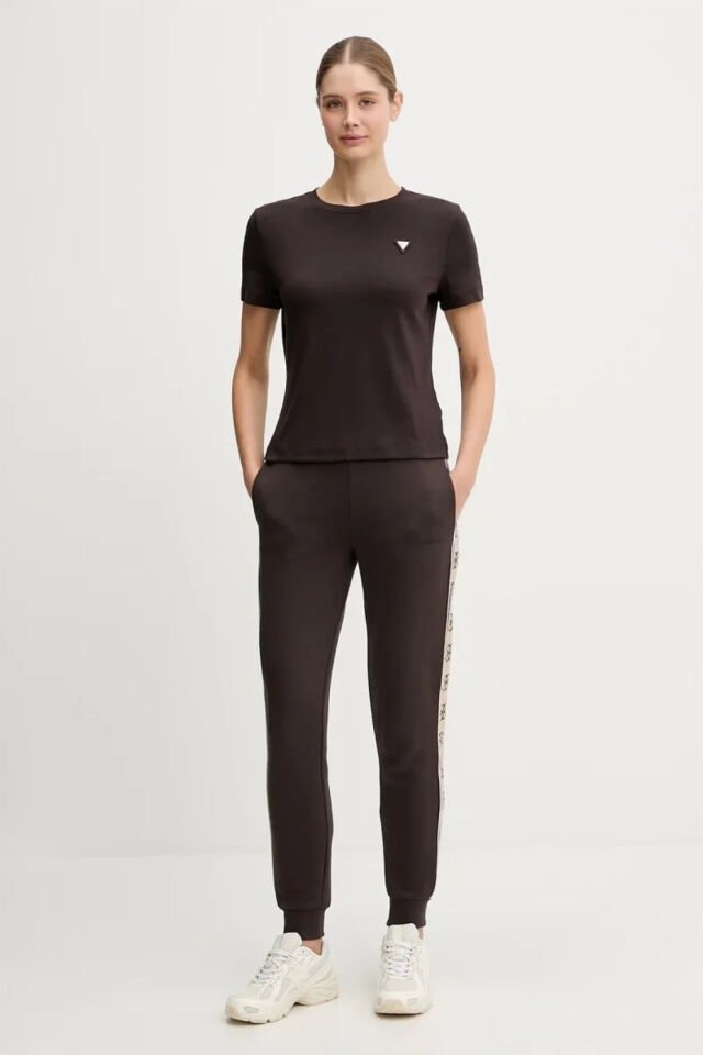 Guess Sonia Bisiklet Yaka Kısa Kollu Kadın Kahverengi Tişört