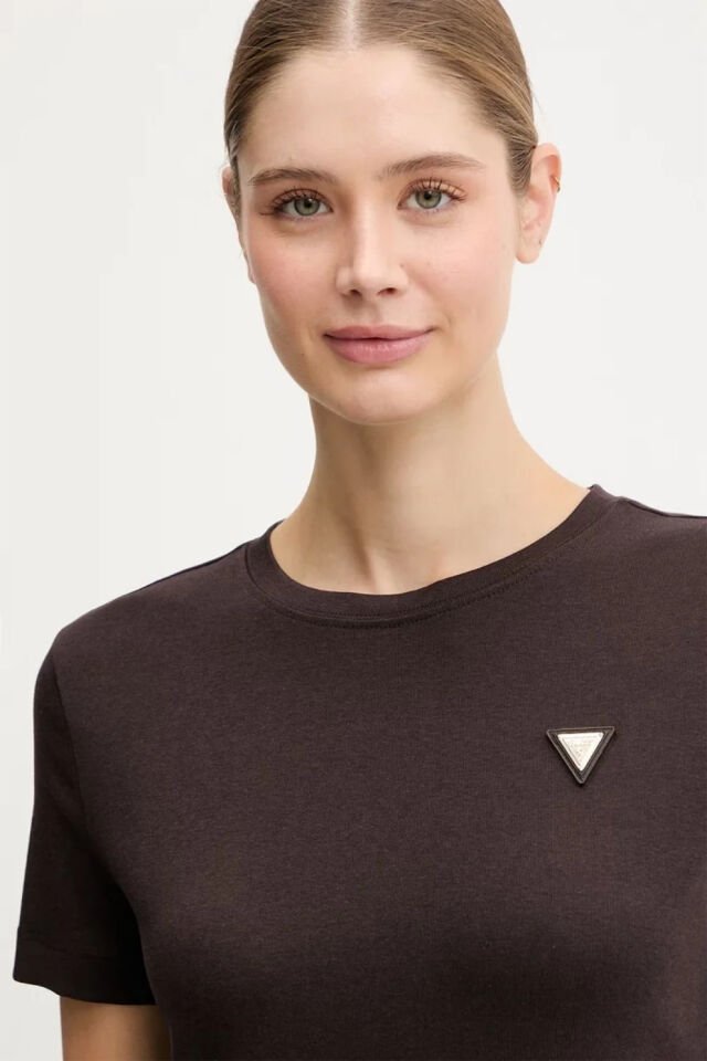 Guess Sonia Bisiklet Yaka Kısa Kollu Kadın Kahverengi Tişört