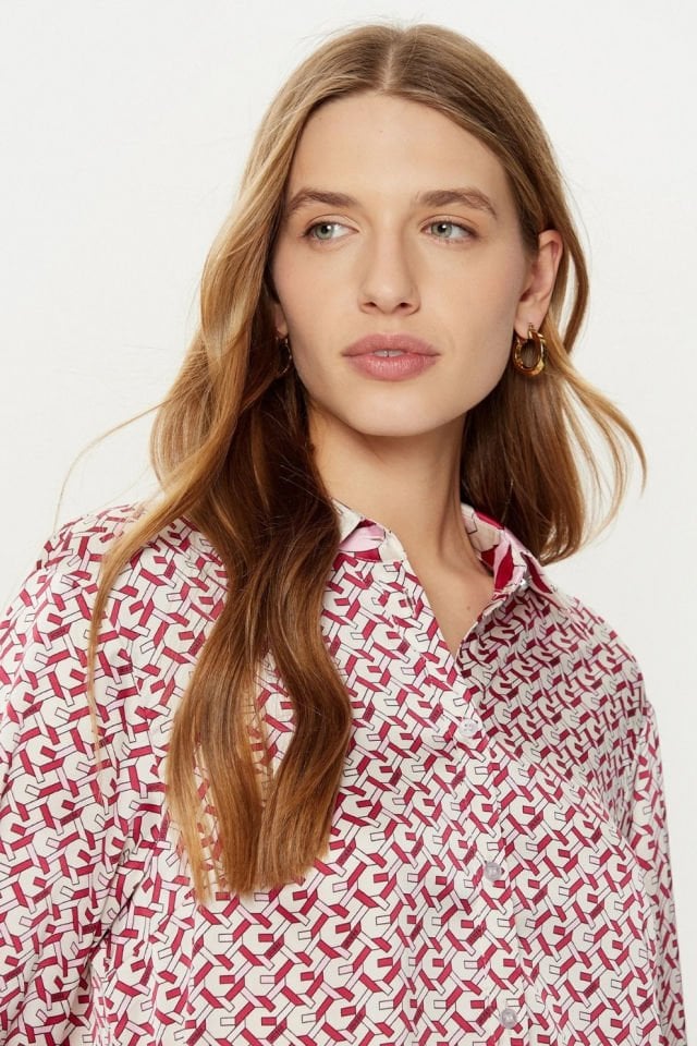 Guess Ls Alexandra 4G Logolu Regular Fit Bayan Gömlek Pembe