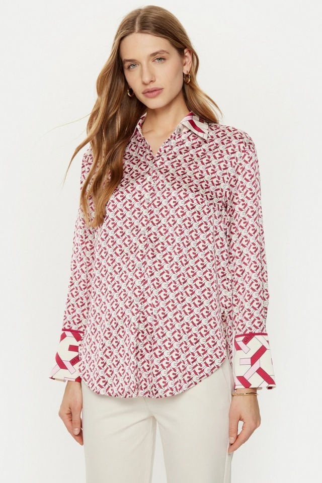 Guess Ls Alexandra 4G Logolu Regular Fit Bayan Gömlek Pembe