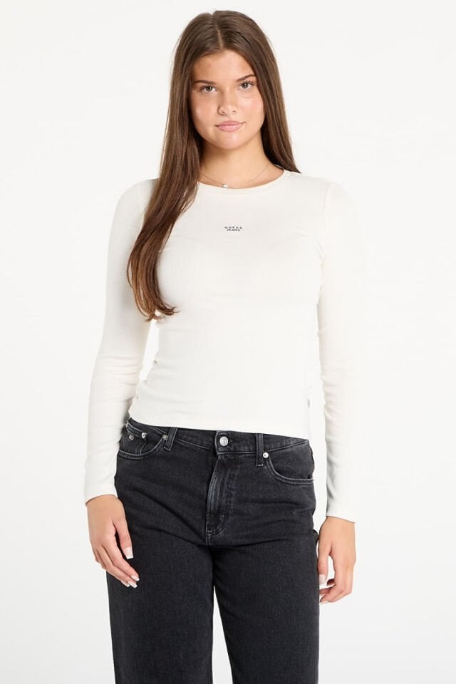 Guess Logo Nakış İşlemeli Üst Beyaz