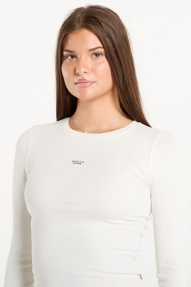 Guess Logo Nakış İşlemeli Üst Beyaz