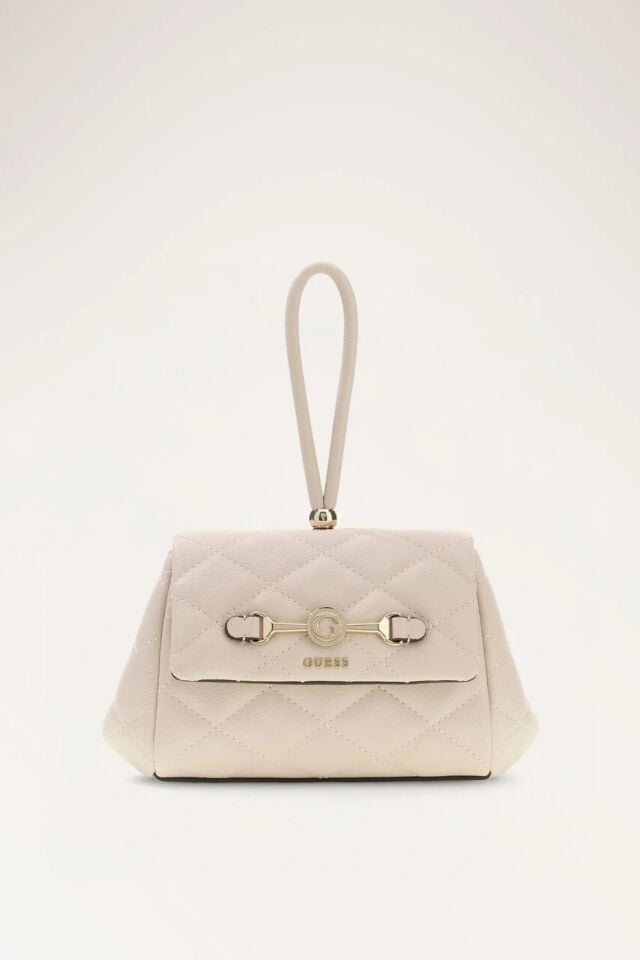 Guess Frances Mini Kapaklı Çapraz Askılı Çanta Krem