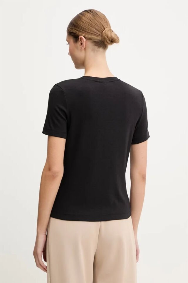 Guess Pamuk Karışımlı Slim Fit Bisiklet Yaka Logolu  T Shirt Siyah