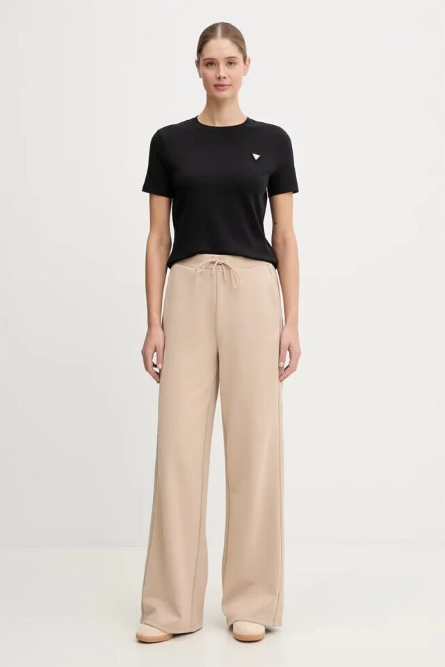 Guess Pamuk Karışımlı Slim Fit Bisiklet Yaka Logolu  T Shirt Siyah