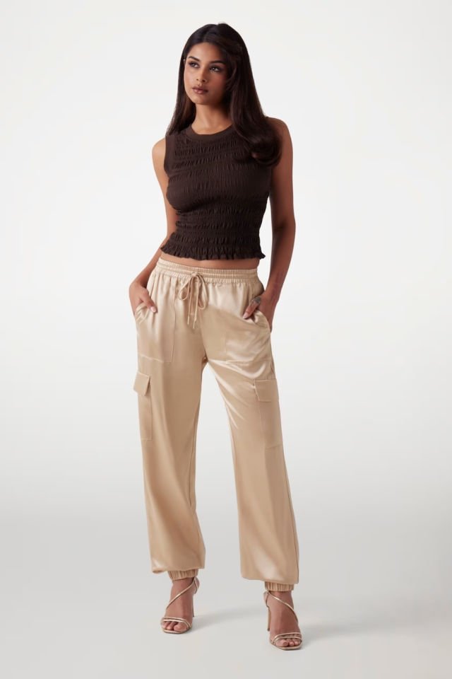 Guess Slim Fit Kargo Jogger Pantolon Bej