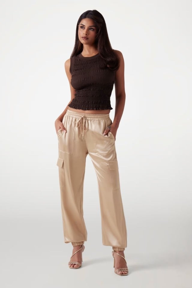 Guess Slim Fit Kargo Jogger Pantolon Bej