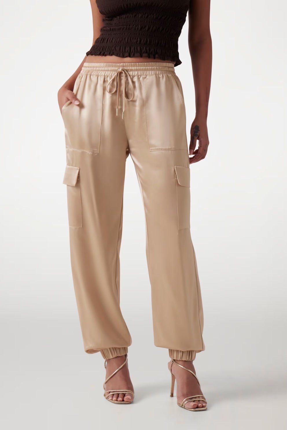 Guess Slim Fit Kargo Jogger Pantolon Bej