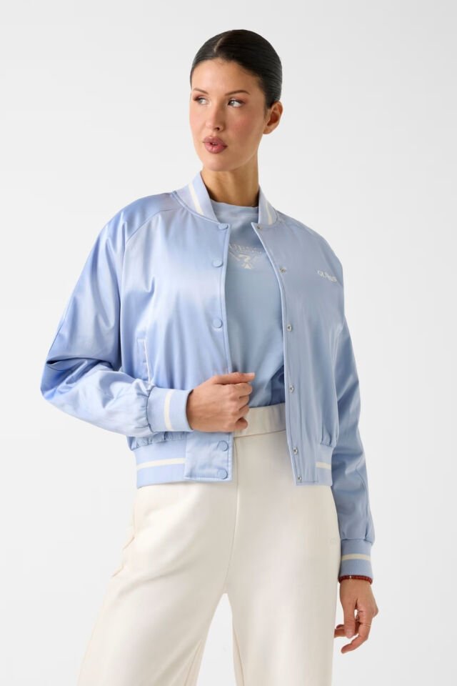 Guess Saten Bomber Ceket Açık Mavi