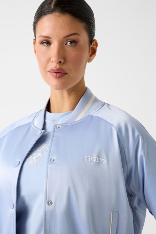 Guess Saten Bomber Ceket Açık Mavi